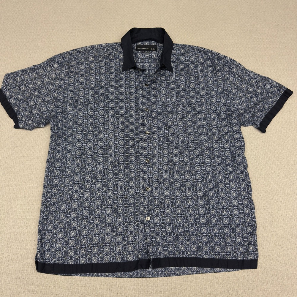 Abercrombie & Fitch Shirt Mens Large Blue Floral Oversized Cotton Blend Casual